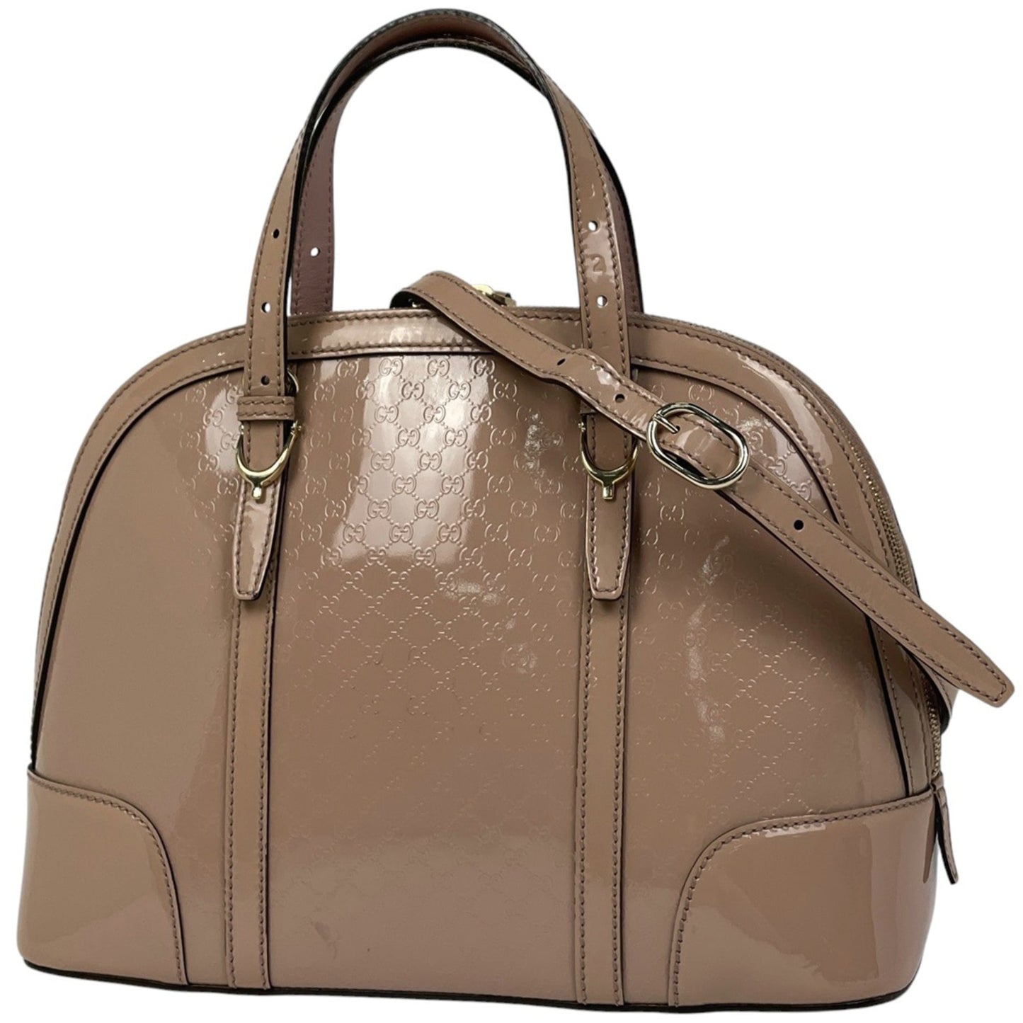 Gucci Pink Beige Patent Leather Handbag Shoulder Bag ( )