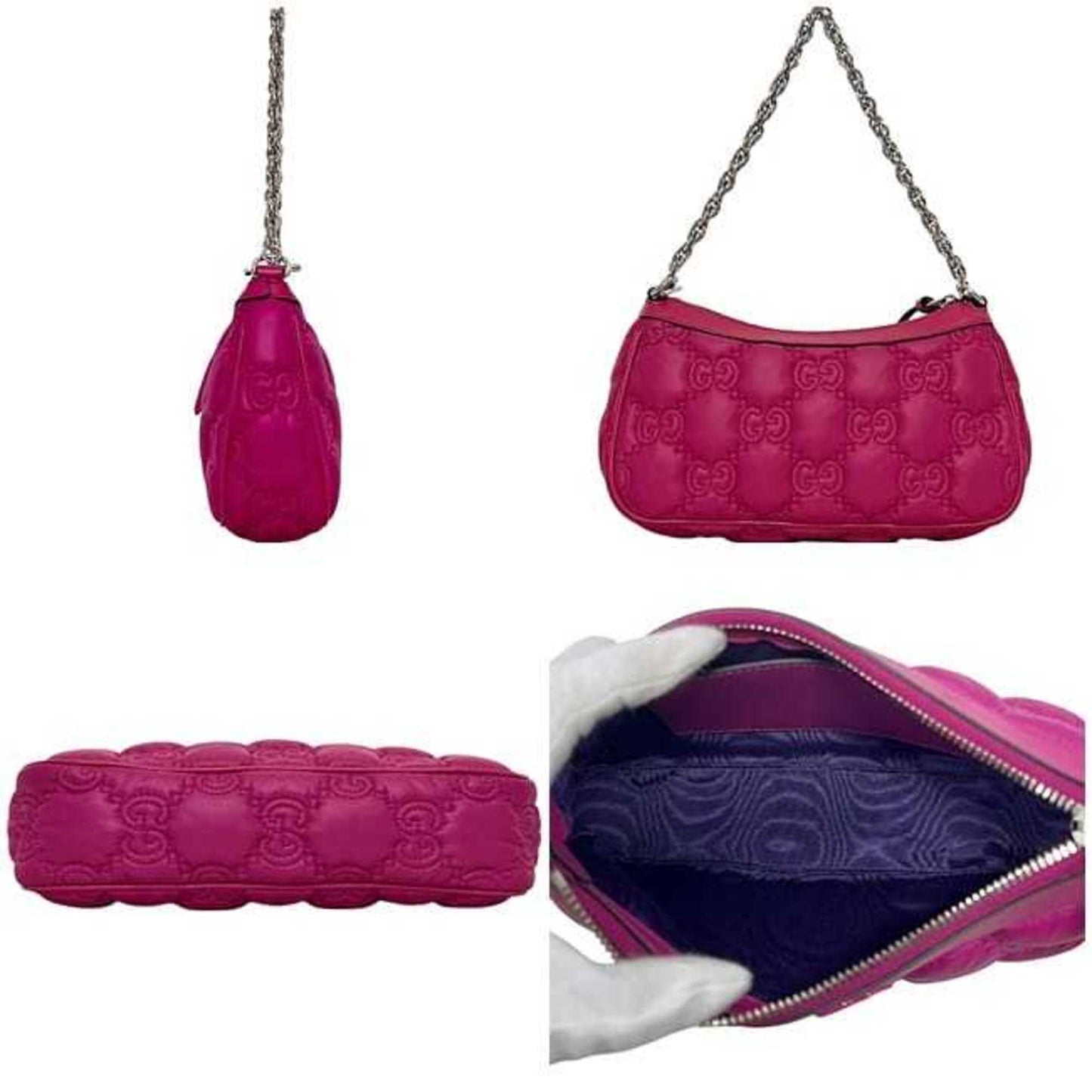 Gucci Pink Nylon Leather Canvas Shoulder Bag ( )