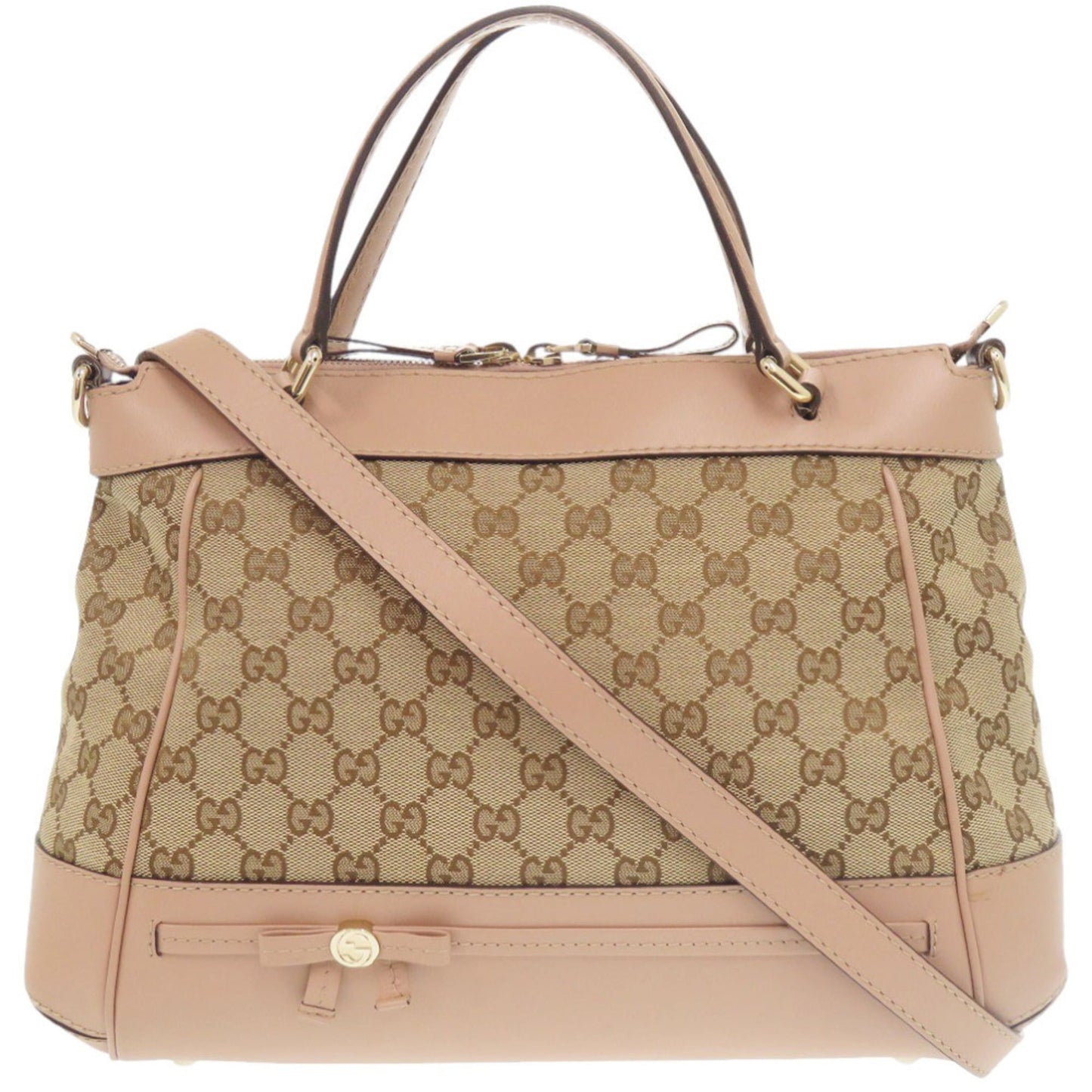 Gucci Beige Pink Gg Canvas Handbag ( )