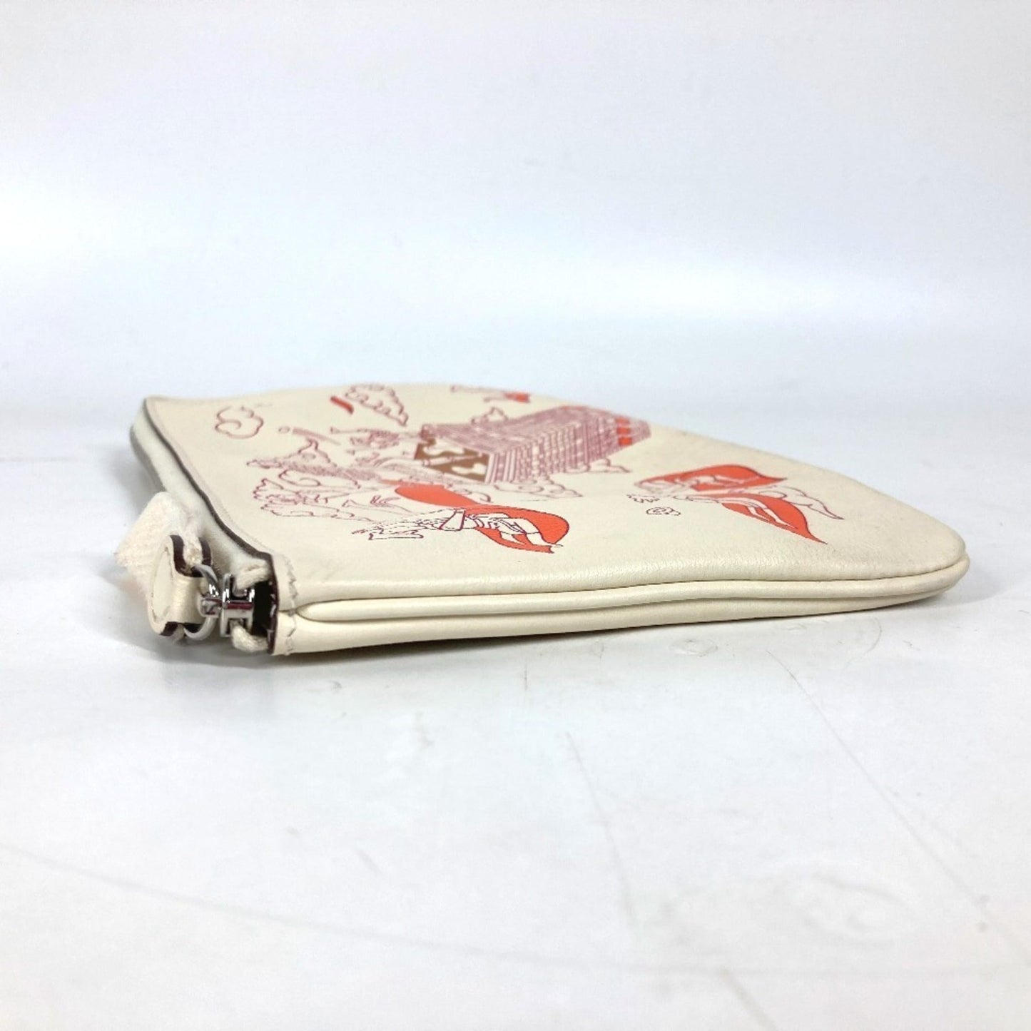 Hermes Ivory Leather Clutch Bag Pouch ( )