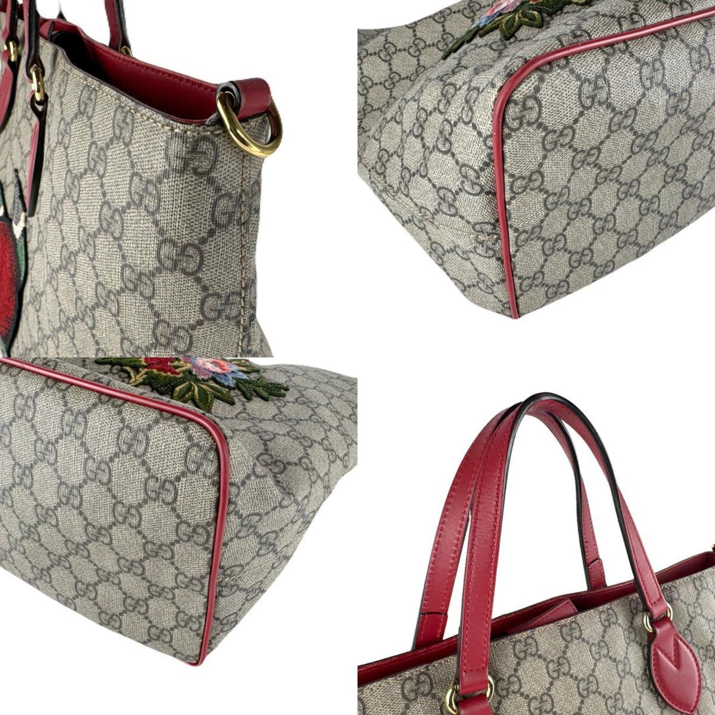 Gucci Brown Red Color Gg Supreme Handbag Shoulder Bag ( )