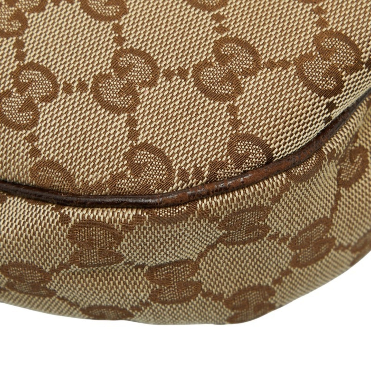 Gucci Beige Brown Canvas Leather Shoulder Bag ( )