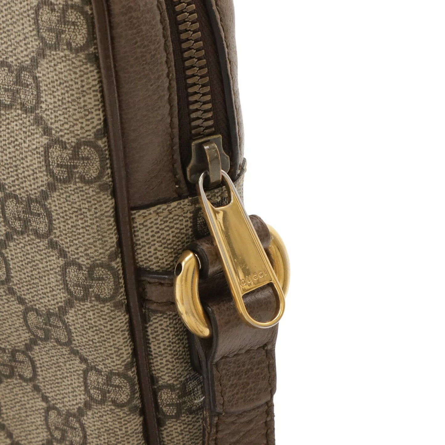 Gucci Beige Brown Gg Supreme Canvas Leather Pvc Coated Canvas Shoulder Bag ( )