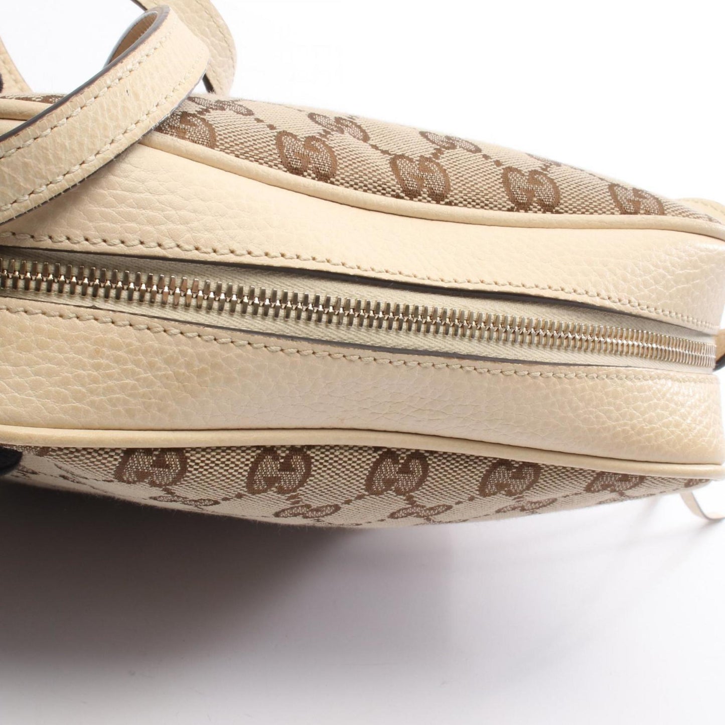 Gucci Beige Ivory Gg Canvas Leather Shoulder Bag ( )