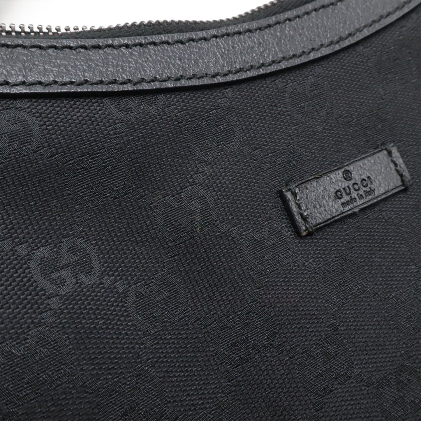 Gucci Black Gg Canvas Leather Shoulder Bag ( )
