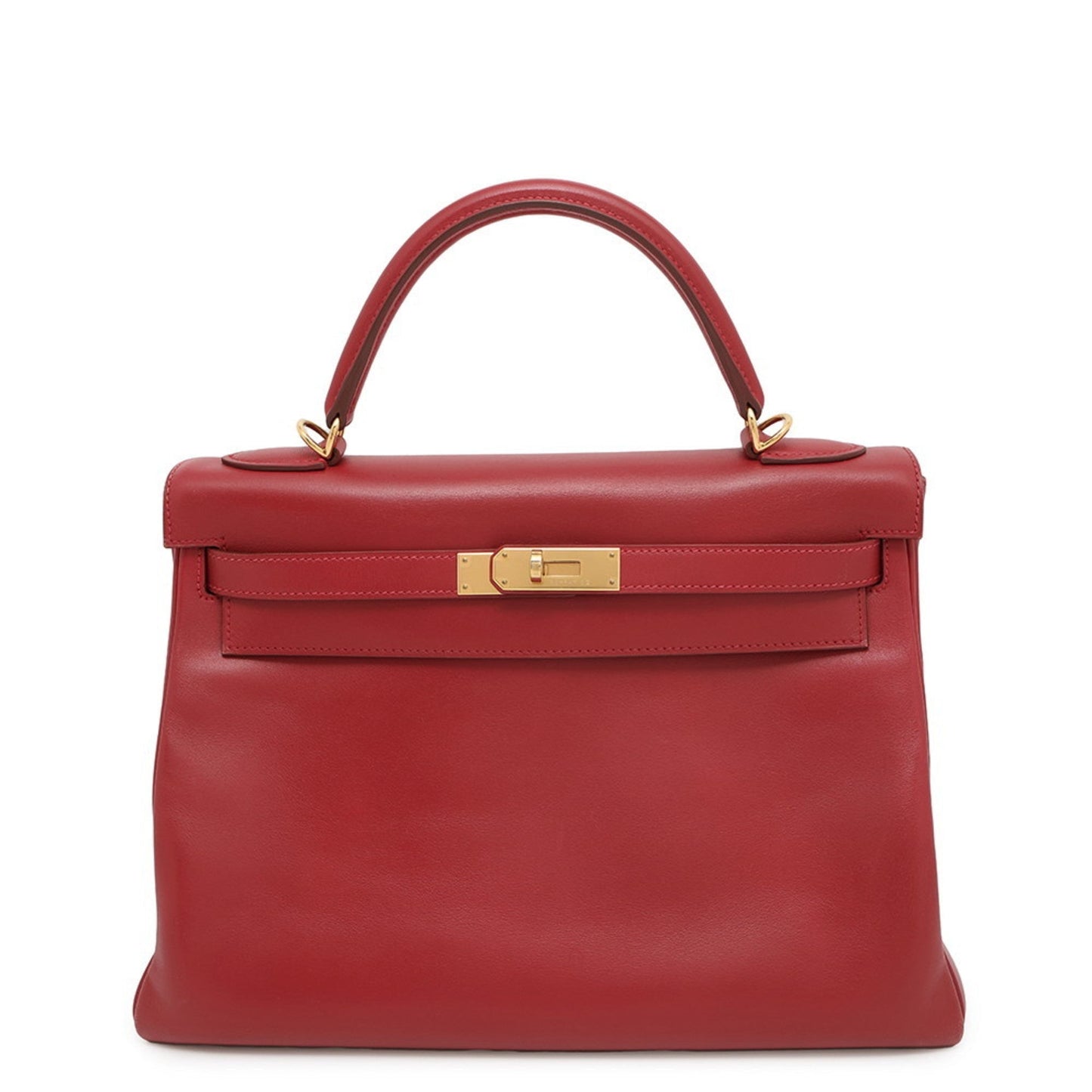 Hermes Kelly Rouge Vif Box Calf Leather Handbag ( )