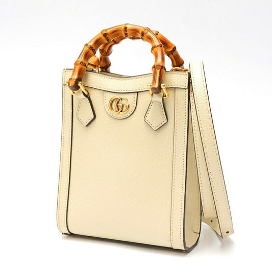 Gucci White Leather Shoulder Bag Tote Bag ( )