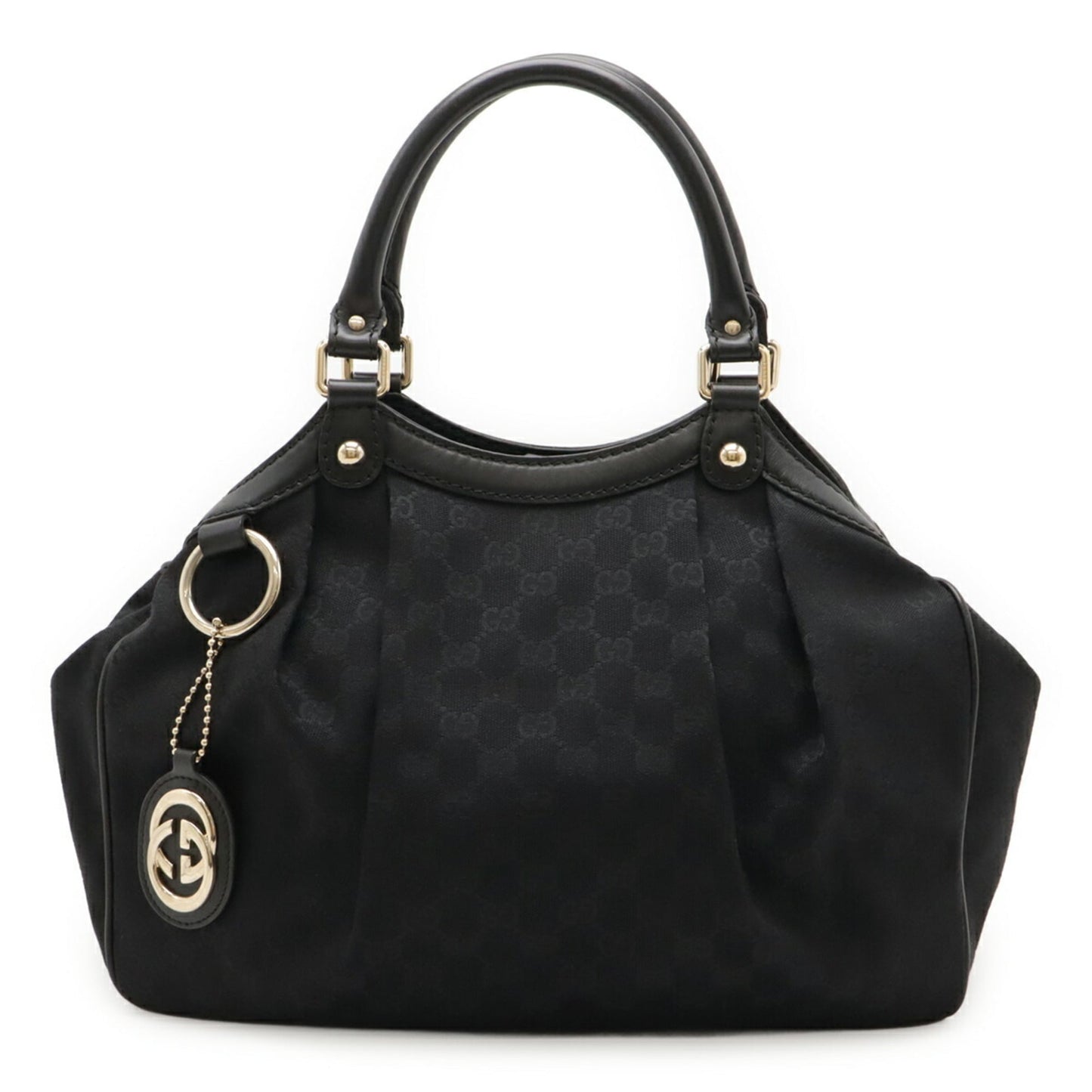 Gucci Sukey Black Gg Canvas Leather Handbag Tote Bag ( )
