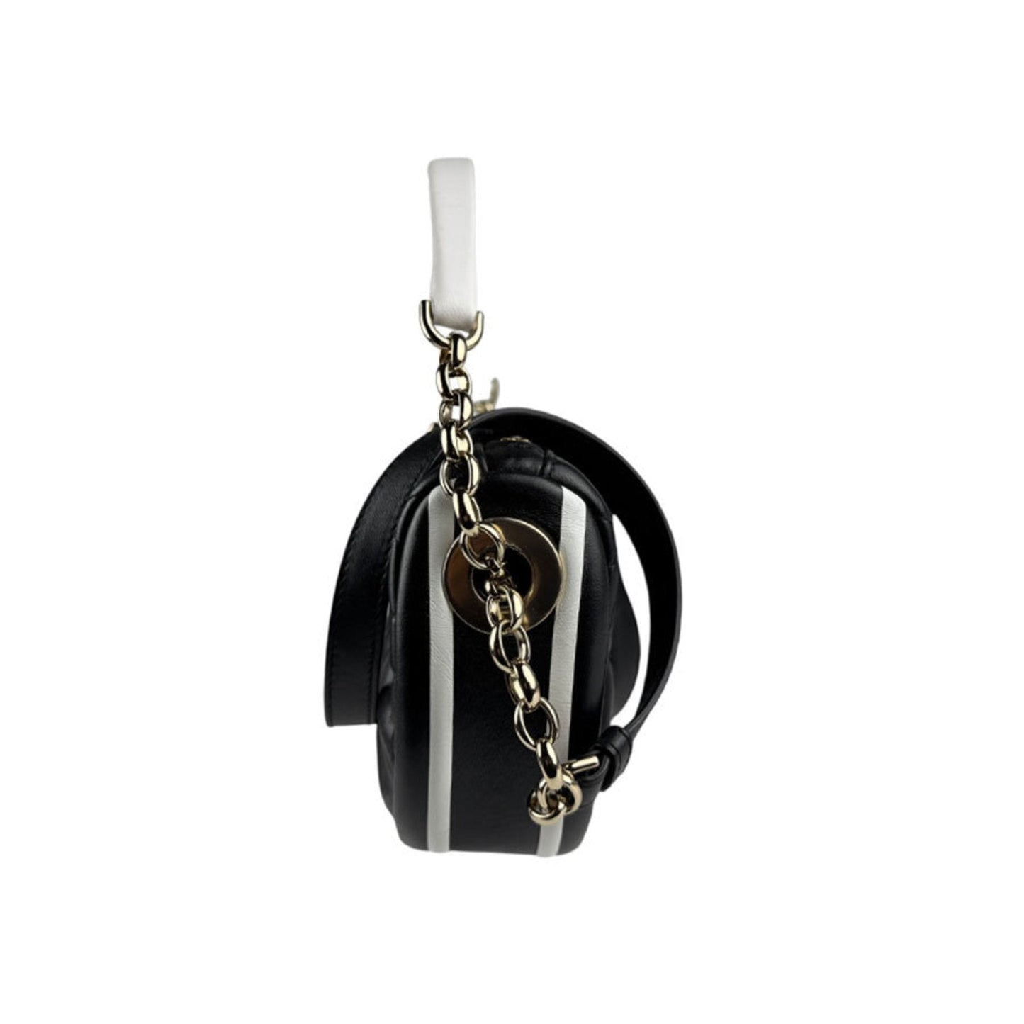 Christian Dior Black White Leather Handbag Shoulder Bag ()