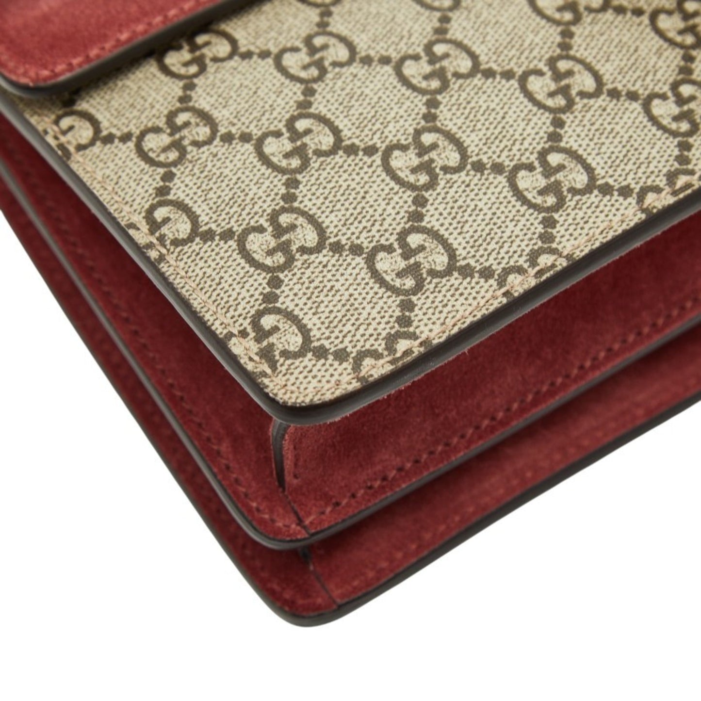 Gucci Beige Red Color Pvc Suede Shoulder Bag ( )