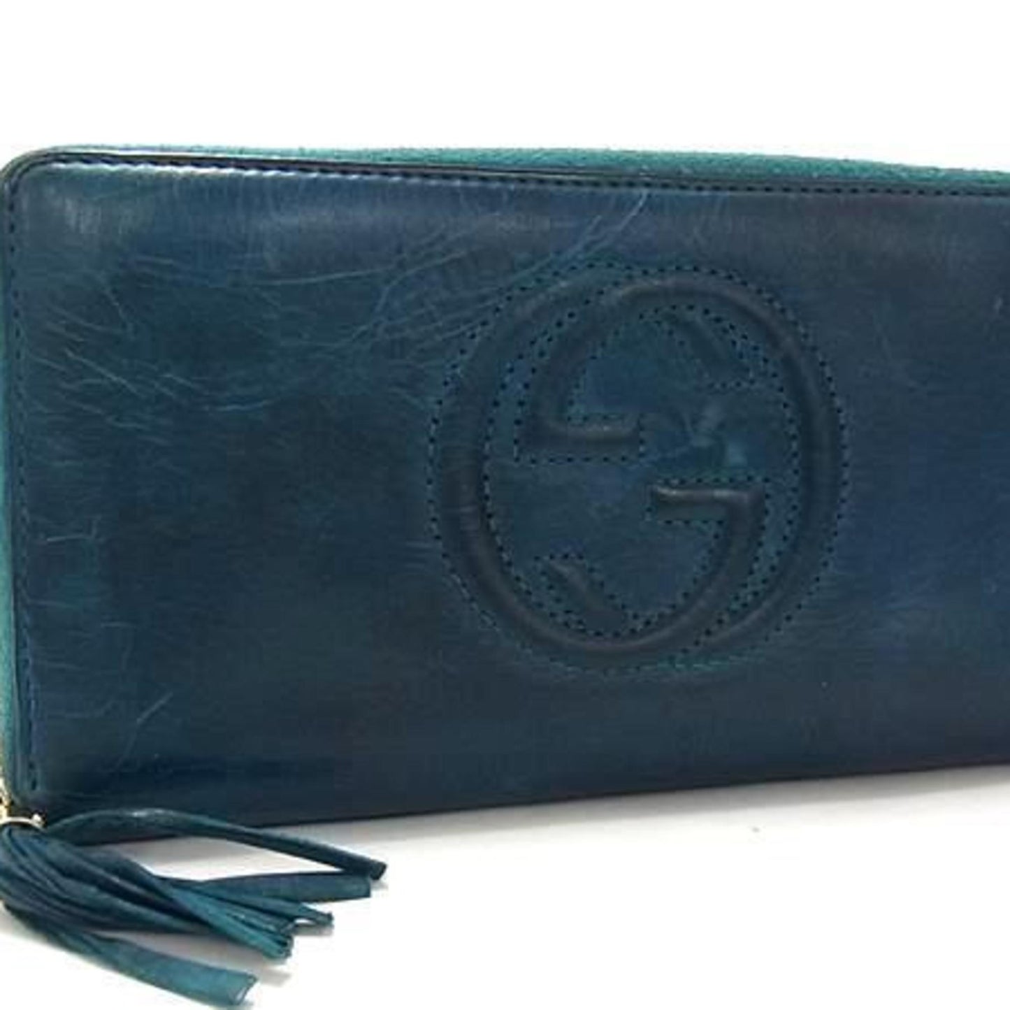 Gucci Blue Green Leather Long Wallet (Bi-Fold) ( )