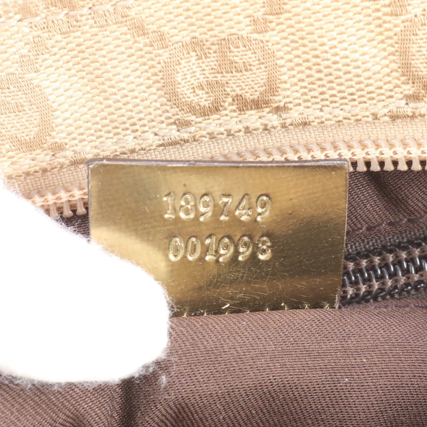 Gucci Beige Leather Canvas Shoulder Bag ( )