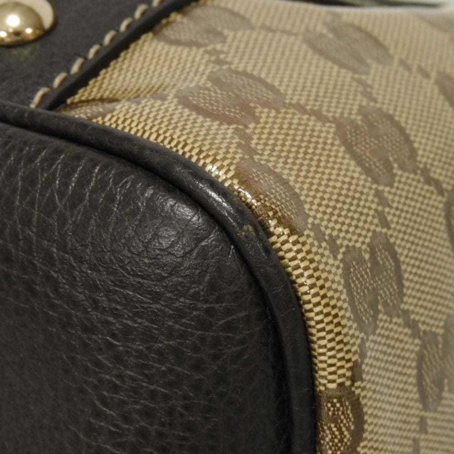 Gucci Beige Brown Gg Crystal Canvas Vinyl Coated Canvas Shoulder Bag Tote Bag ( )