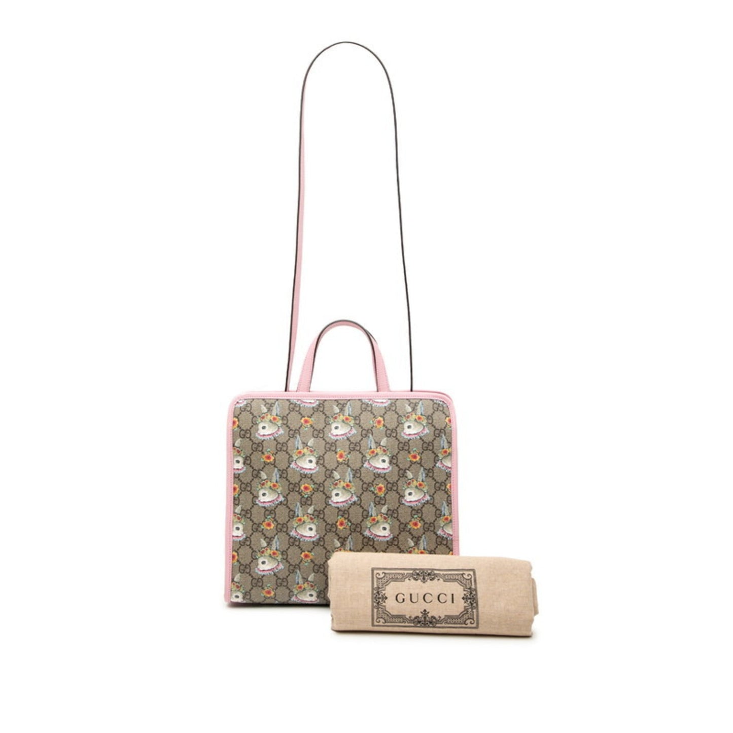 Gucci Beige Multi-Color Pink Pvc Leather Handbag Shoulder Bag ( )