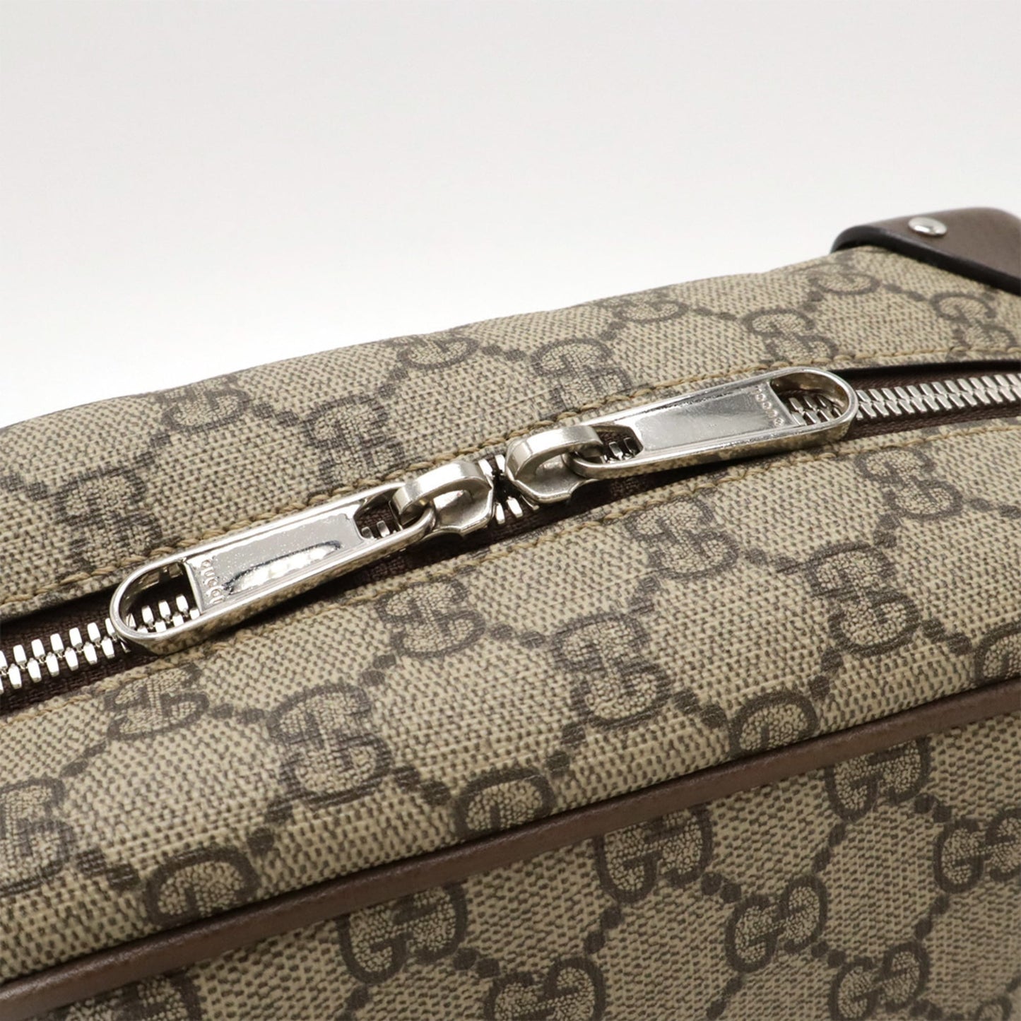 Gucci Beige Dark Brown Gg Supreme Leather Shoulder Bag ( )