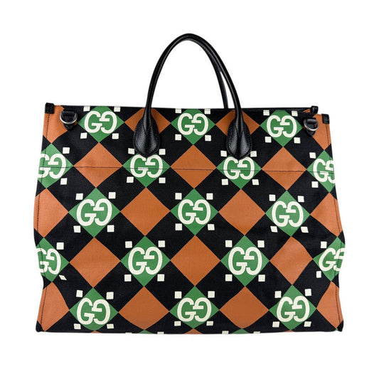 Gucci Multi-Color Coated Canvas Leather Handbag Shoulder Bag ( )