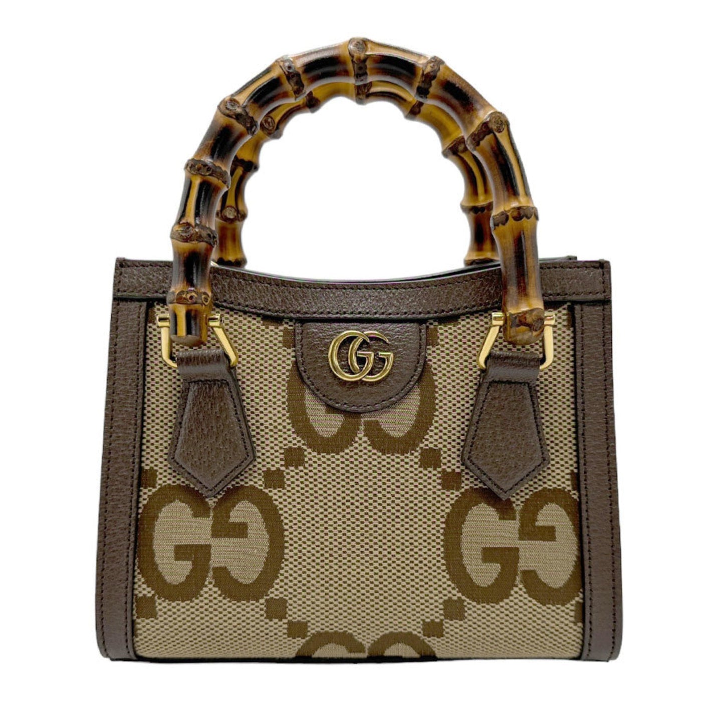 Gucci Brown Gg Canvas Leather Handbag Shoulder Bag Tote Bag ( )