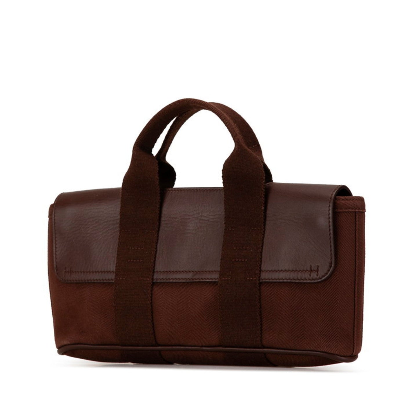 Hermes Brown Toile Chevron Leather Handbag ( )