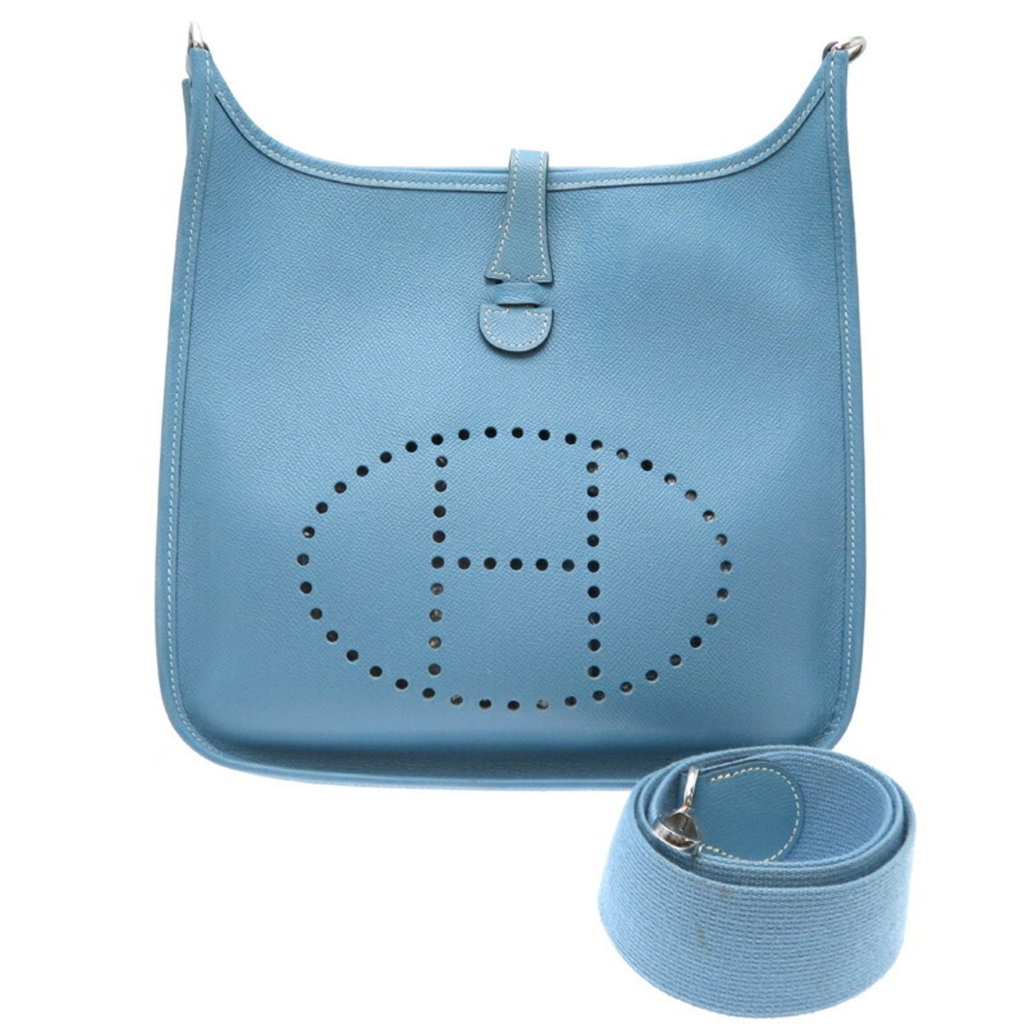Hermes Evelyne Blue Epsom Leather Shoulder Bag ( )