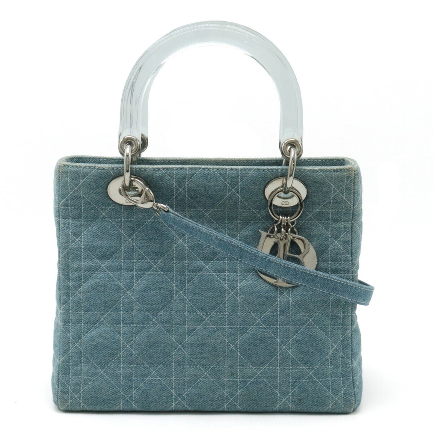 Christian Dior Clear Light Blue Denim Plastic Handbag Shoulder Bag ()