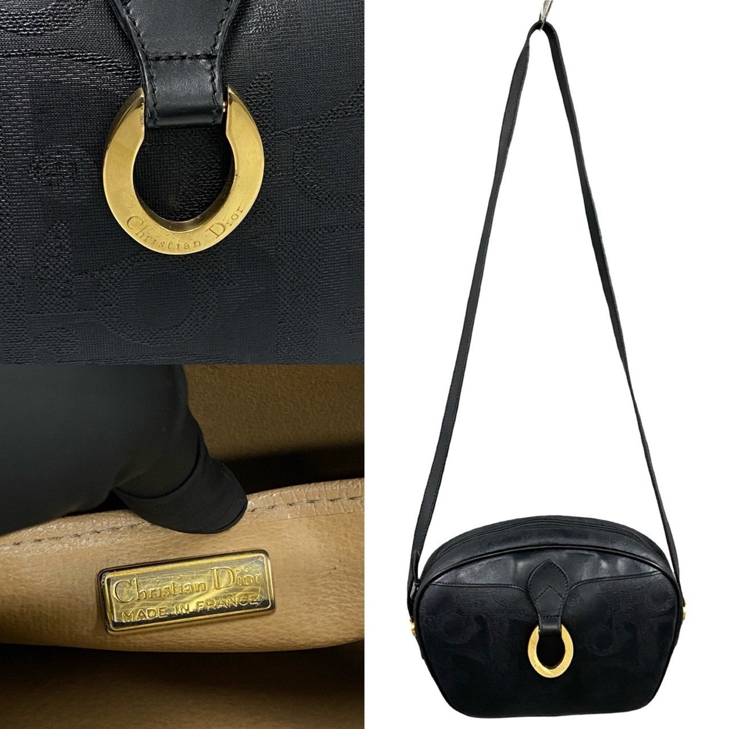 Christian Dior Black Leather Pvc Pochette Shoulder Bag ()