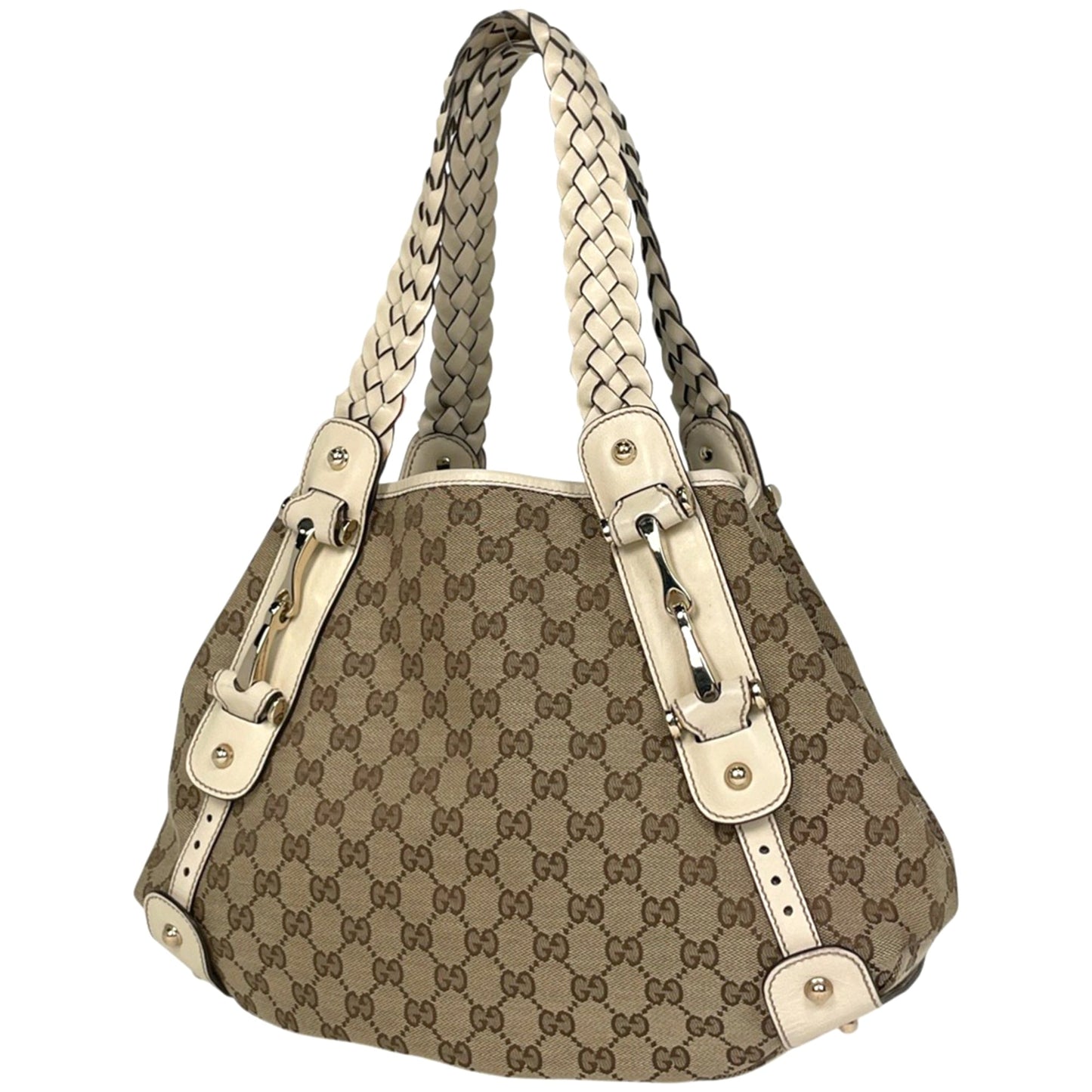 Gucci Horsebit Beige Gg Canvas Leather Handbag Shoulder Bag ( )