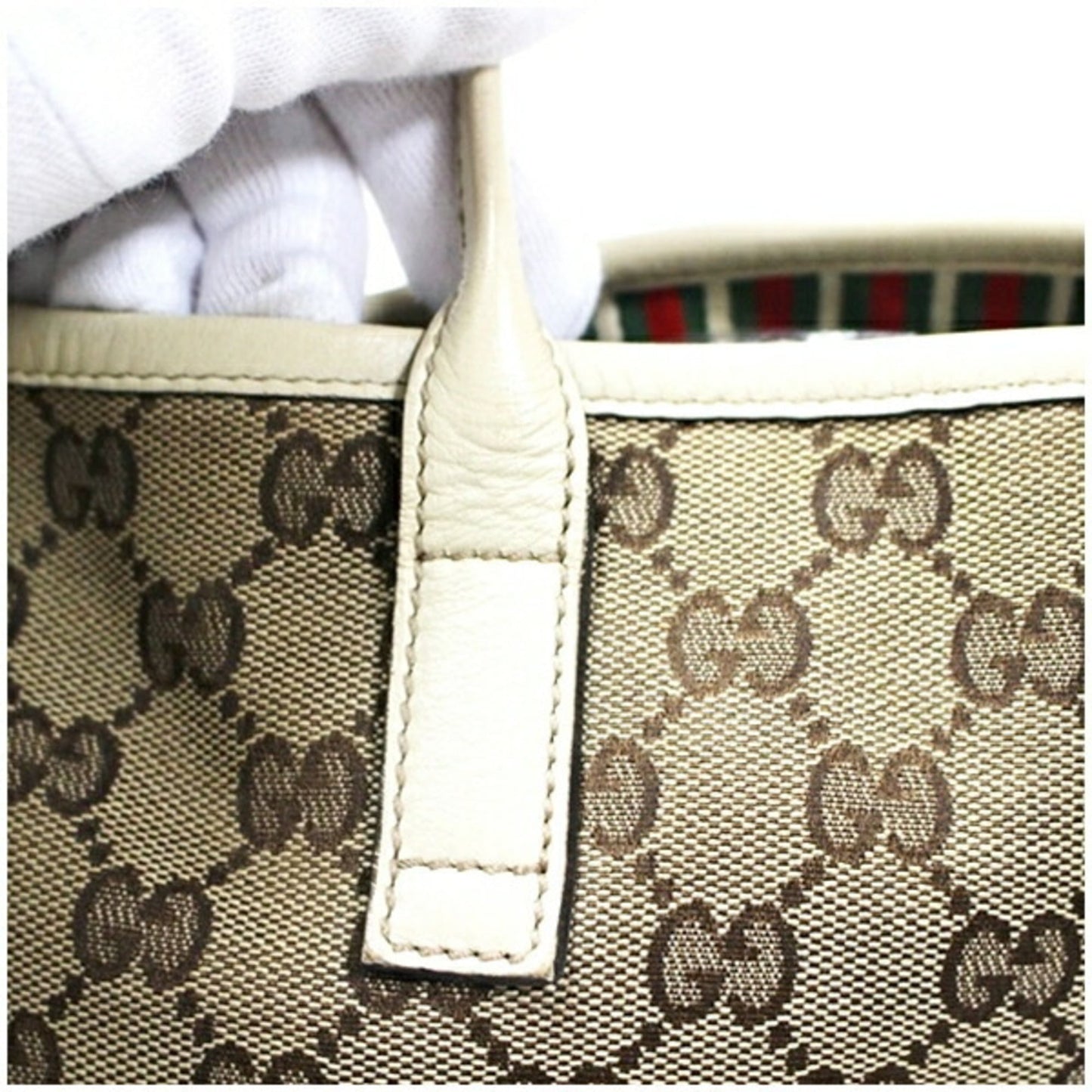 Gucci Brown Ivory Multi-Color Canvas Leather Shoulder Bag ( )