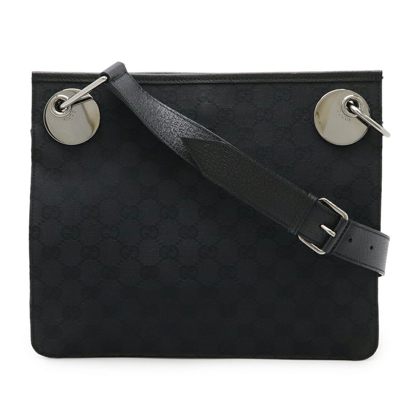 Gucci Gg Canvas Black Canvas Leather Shoulder Bag ( )
