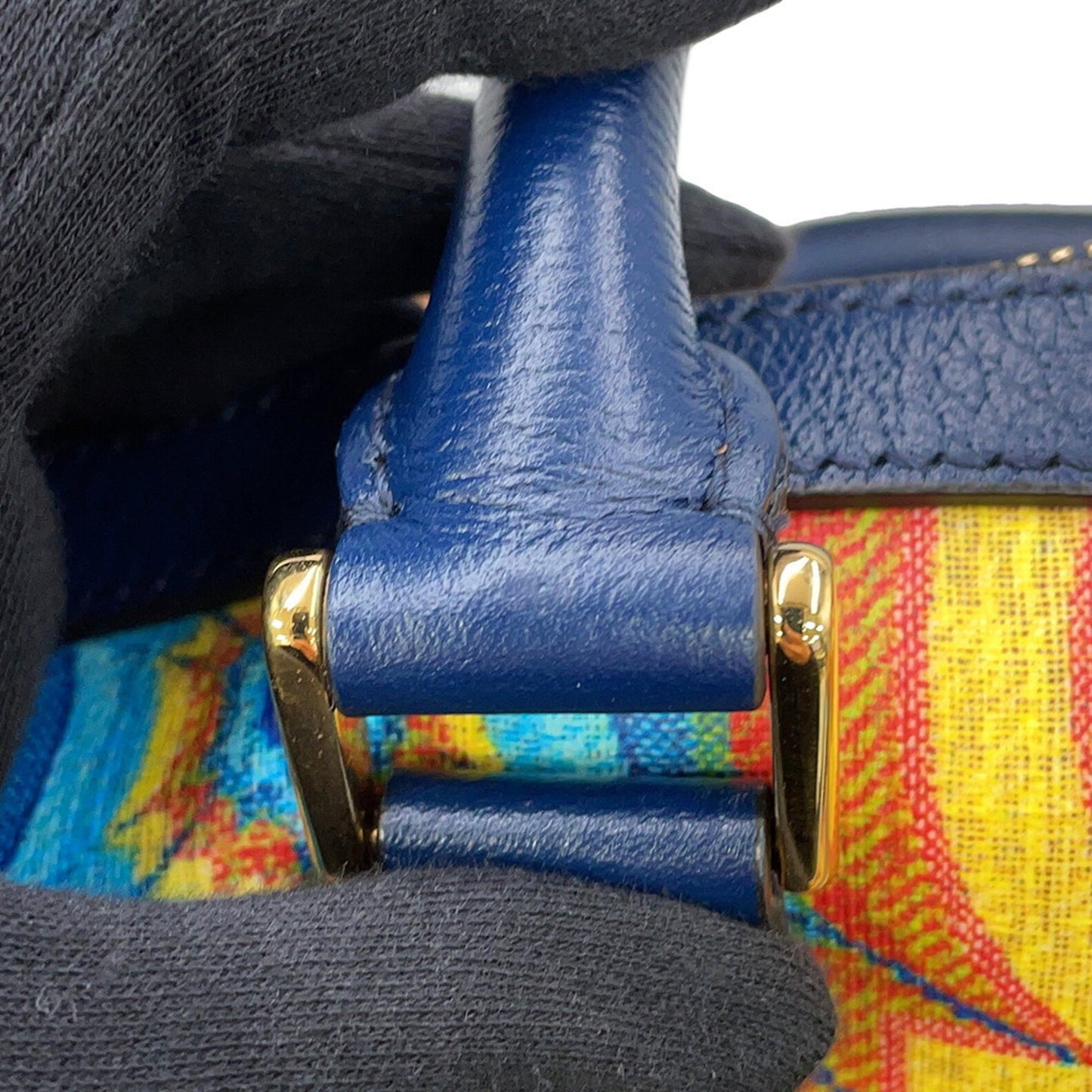 Gucci Navy Yellow Pvc Leather Boston Bag ( )