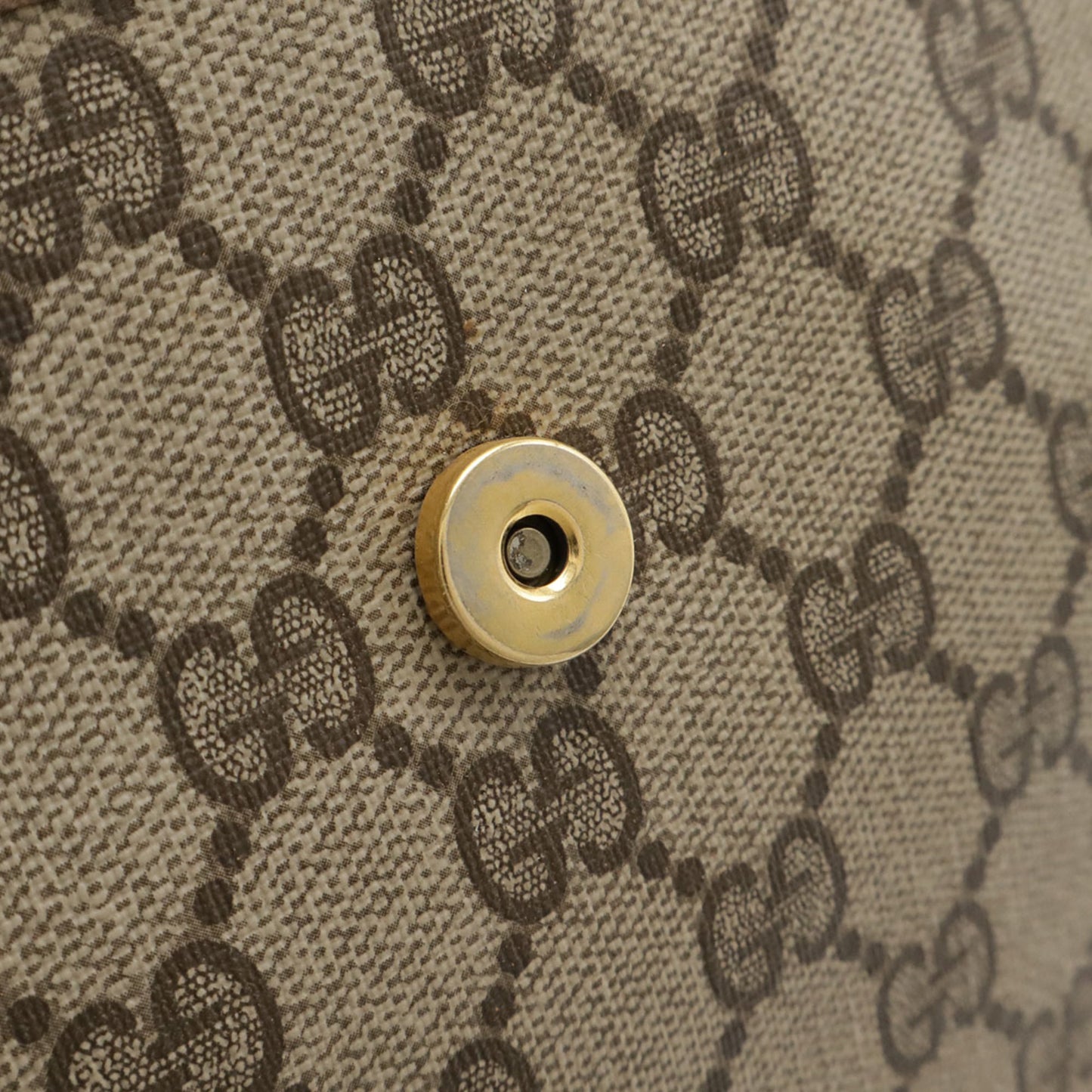 Gucci Gg Plus Beige Coated Canvas Leather Clutch Bag Pochette Shoulder Bag ( )