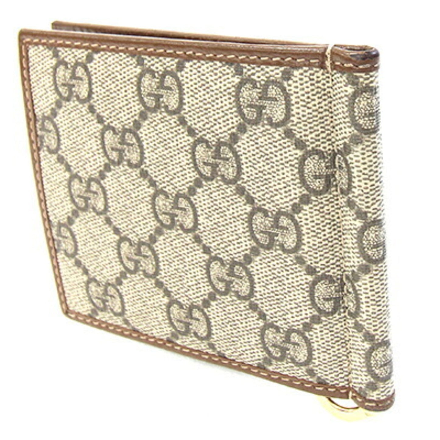 Gucci Beige Brown Gg Supreme Leather Wallet (Bi-Fold) ( )
