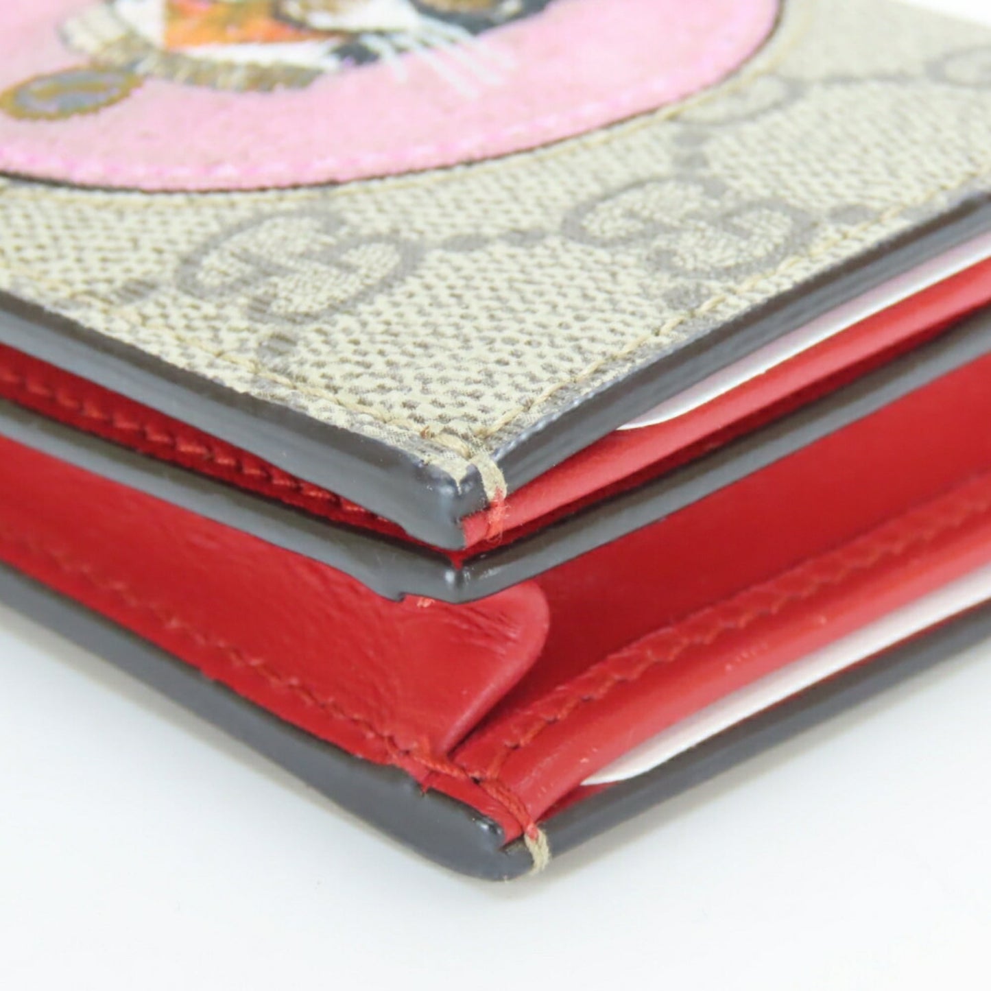 Gucci Beige Pink Red Color Gg Supreme Wallet (Bi-Fold) ( )