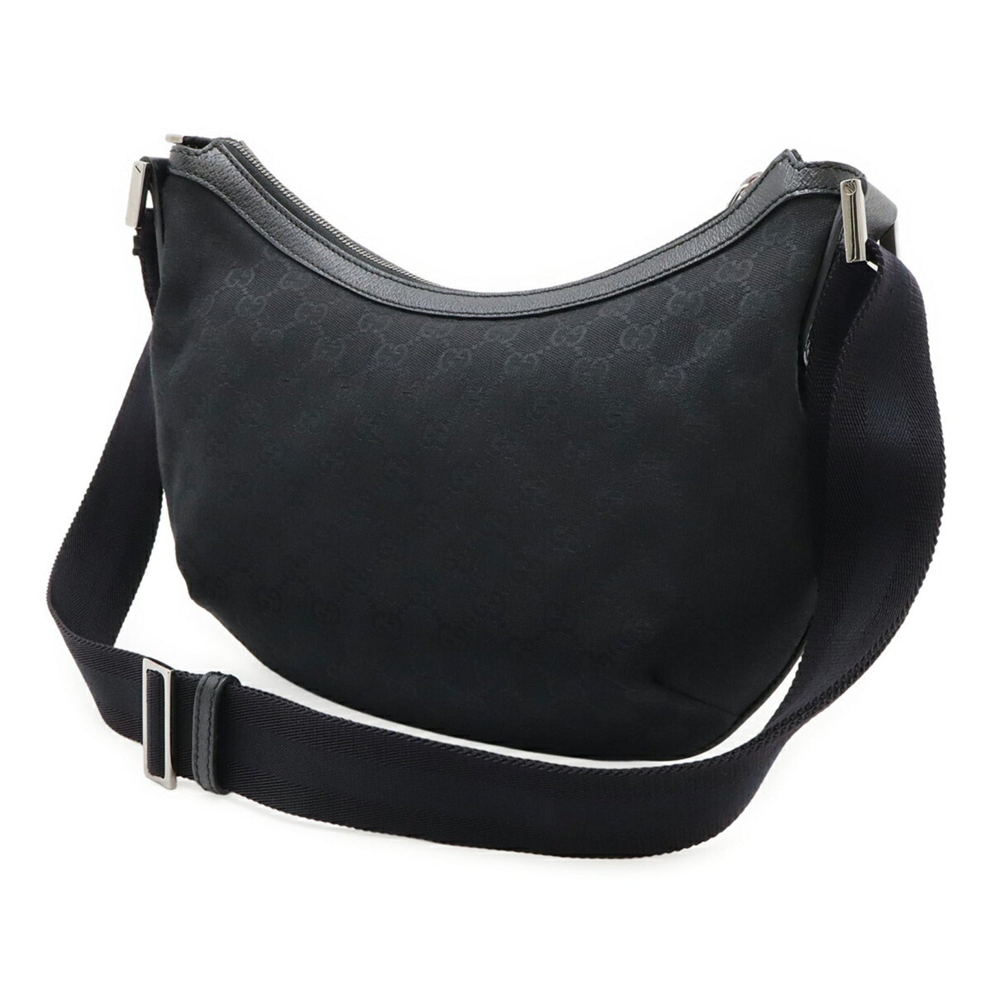 Gucci Black Gg Canvas Leather Shoulder Bag ( )