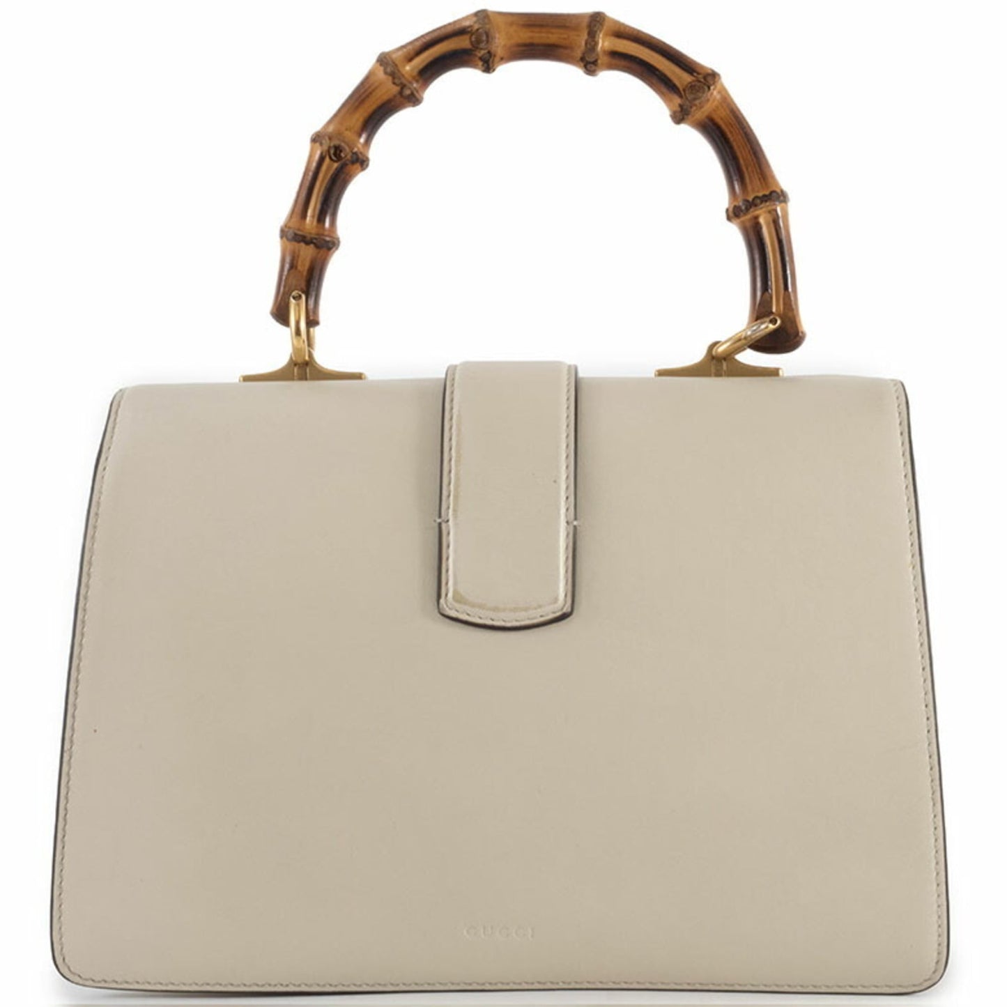 Gucci Ivory Navy Red Color Bamboo Leather Shoulder Bag ( )