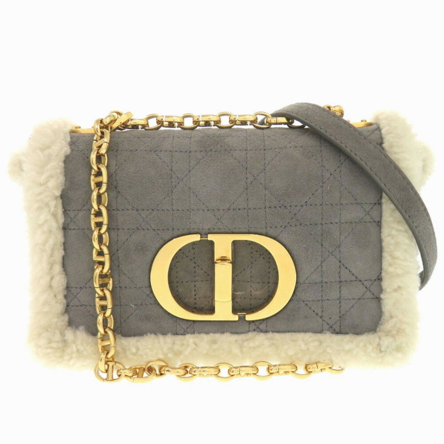 Christian Dior Gray Suede Leather Shoulder Bag ()