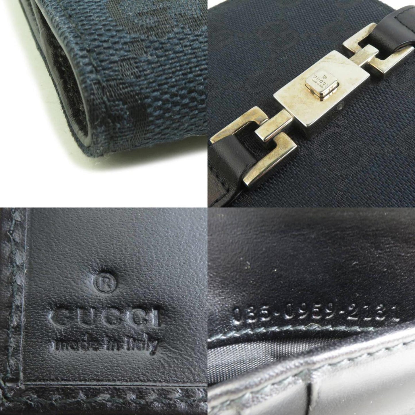 Gucci Black Gg Canvas Leather Wallet (Bi-Fold) ( )