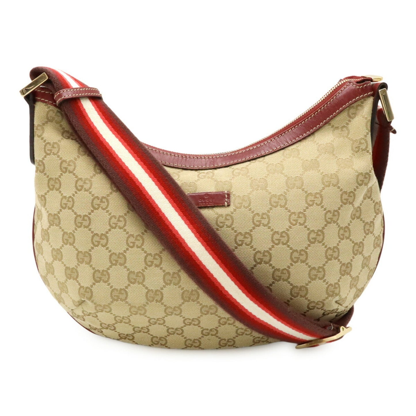Gucci Beige Red Color Gg Canvas Leather Shoulder Bag ( )