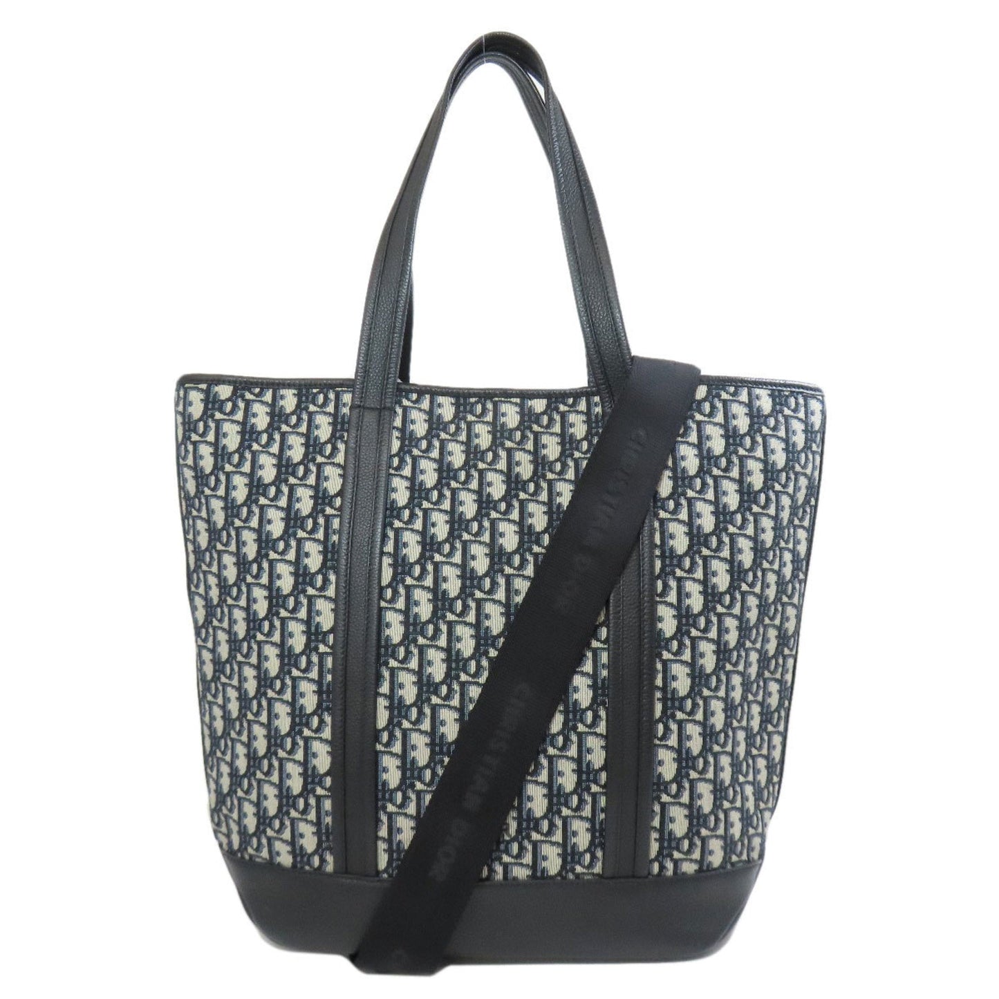 Christian Dior Navy Canvas Leather Tote Bag ()