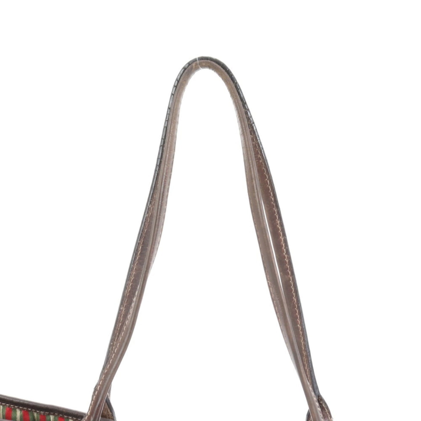Gucci Brown Leather Canvas Tote Bag ( )
