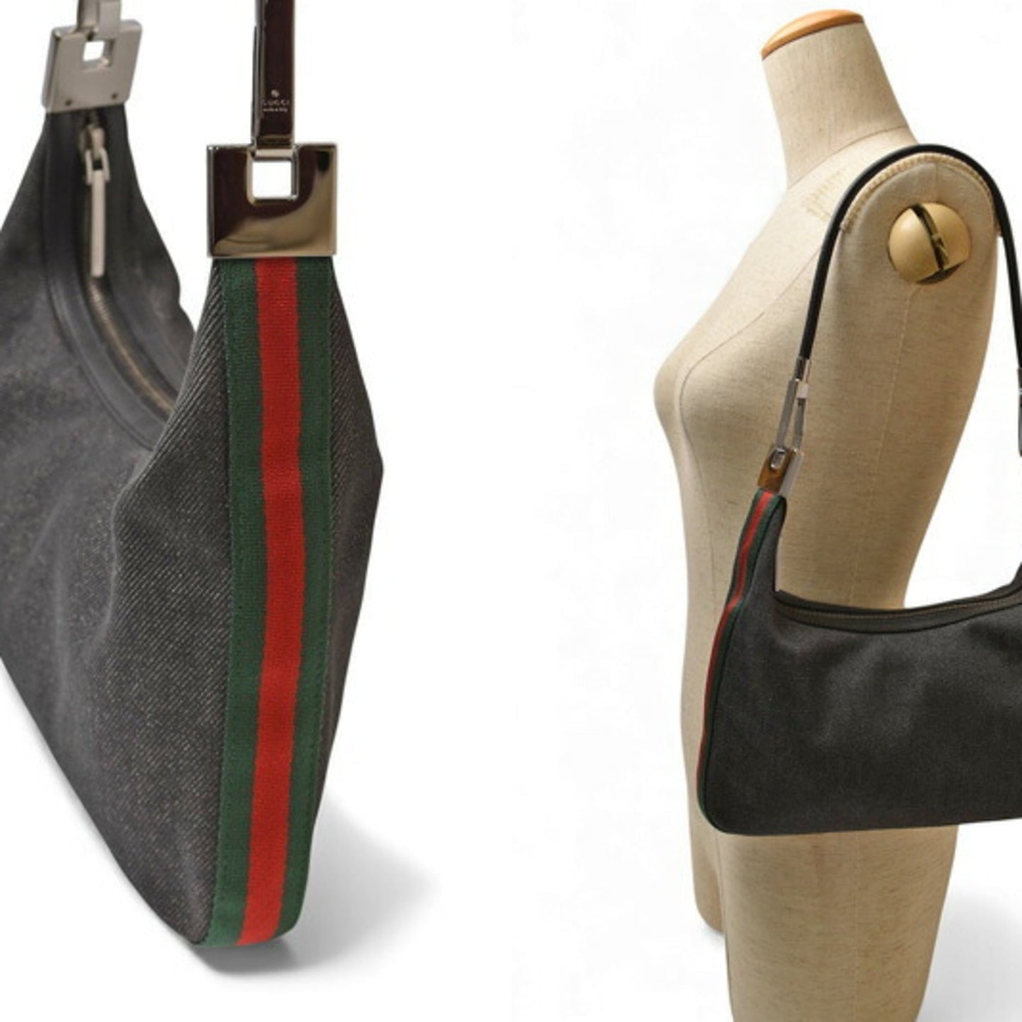 Gucci Green Denim Shoulder Bag ( )