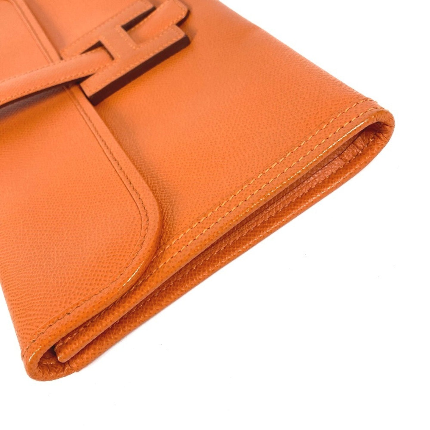 Hermes Jige Orange Epsom Leather Clutch Bag ( )