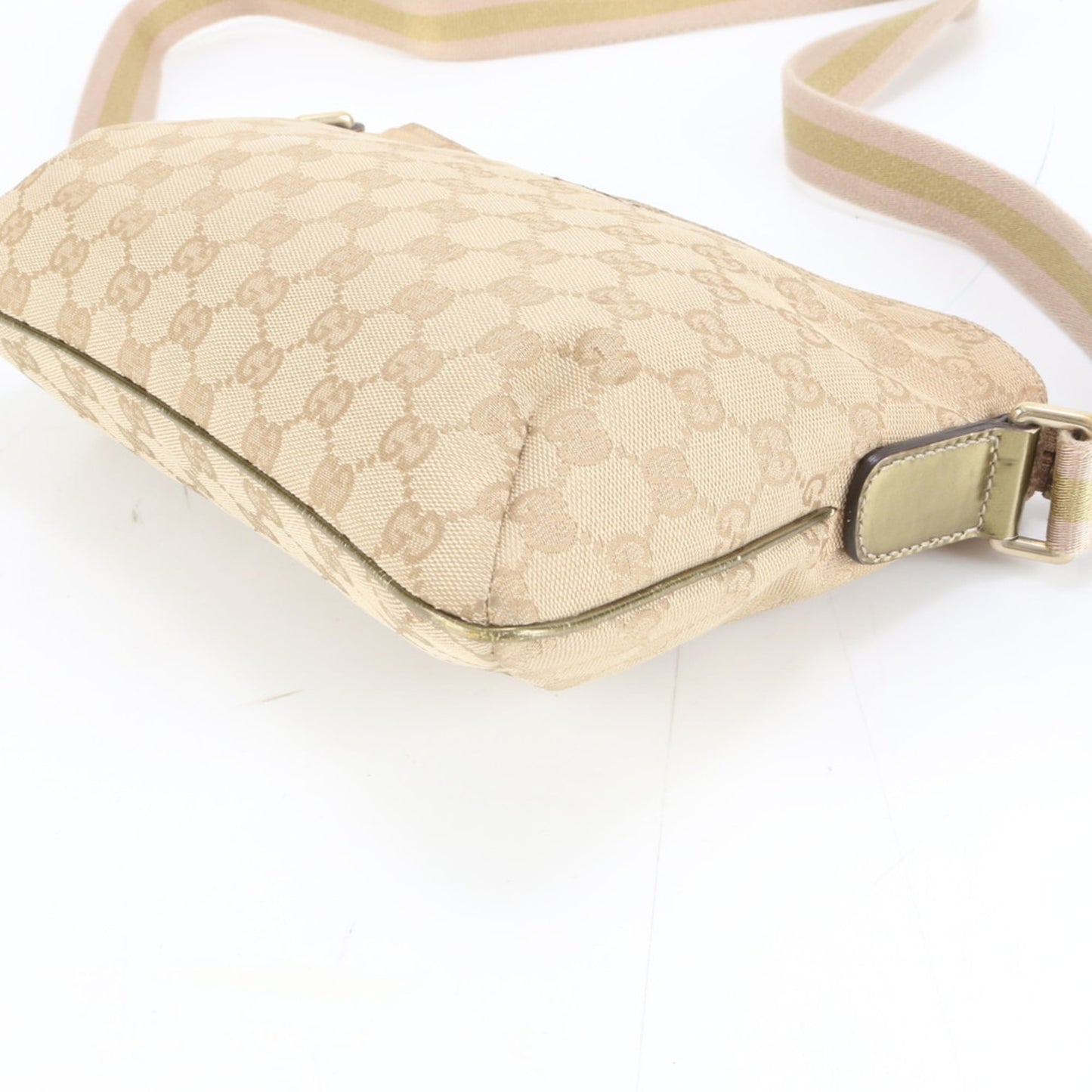 Gucci Beige Leather Canvas Shoulder Bag ( )