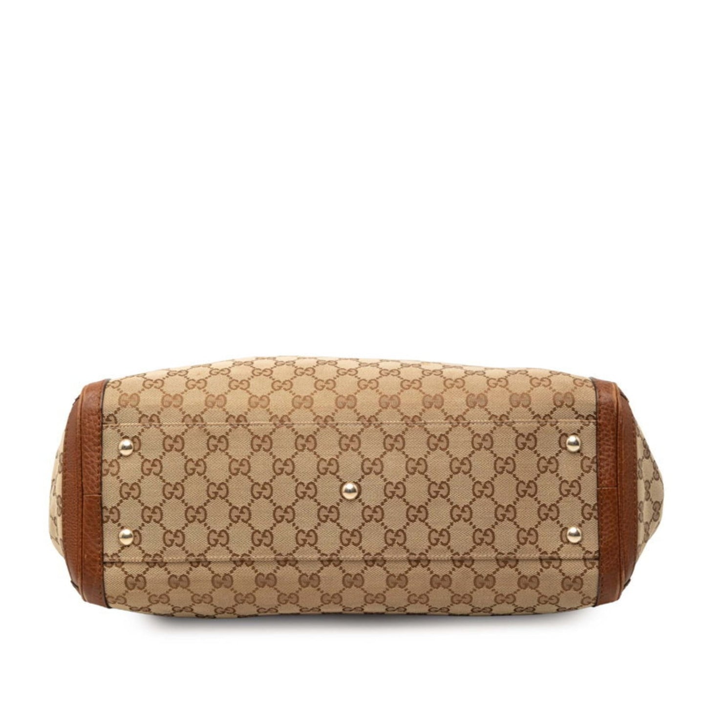 Gucci Beige Brown Gg Canvas Leather Shoulder Bag Tote Bag ( )