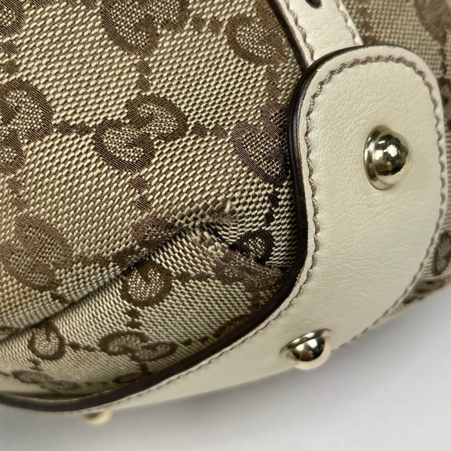 Gucci Horsebit Beige Gg Canvas Leather Handbag Shoulder Bag ( )