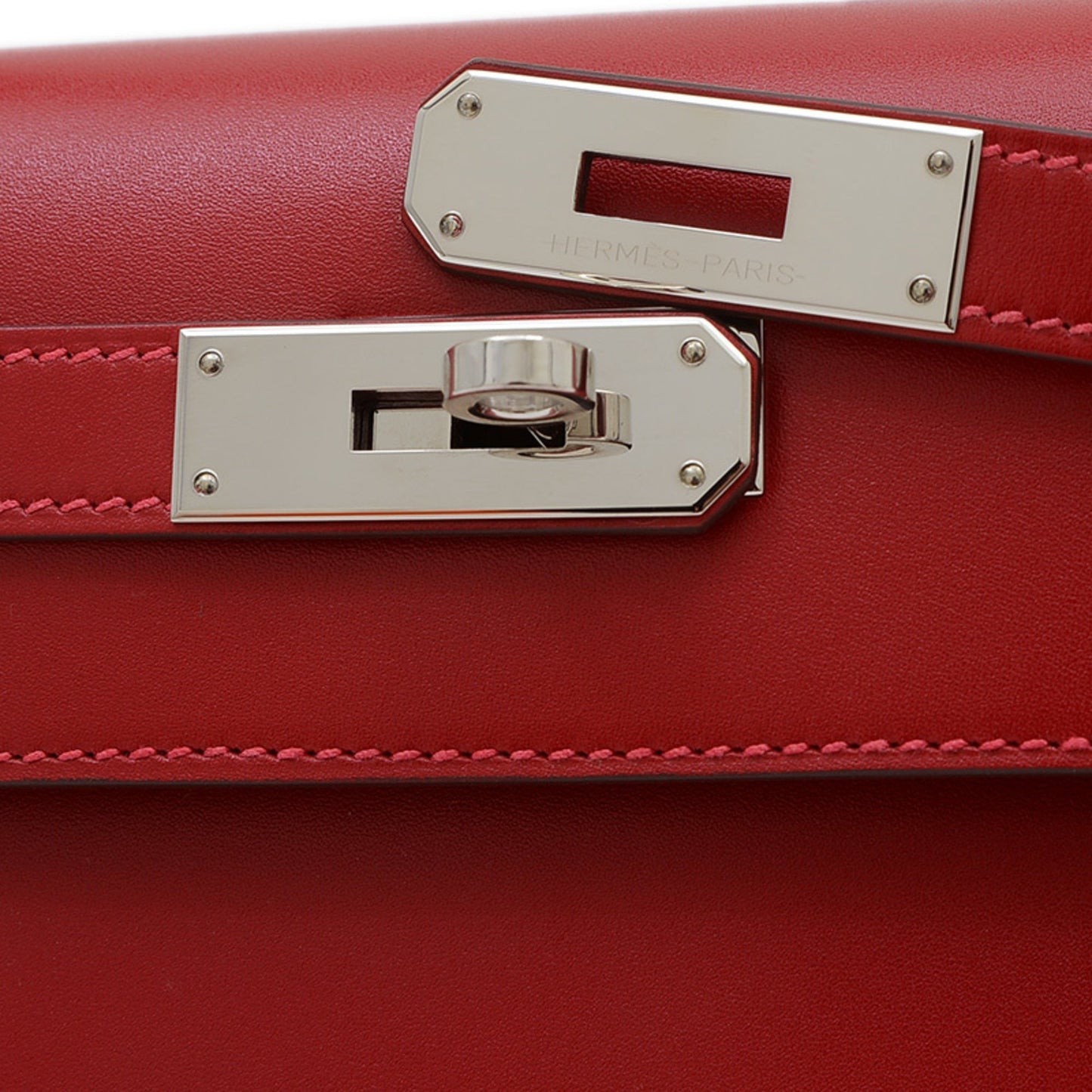 Hermes Kelly Rouge Vif Tadelakt Leather Handbag ( )