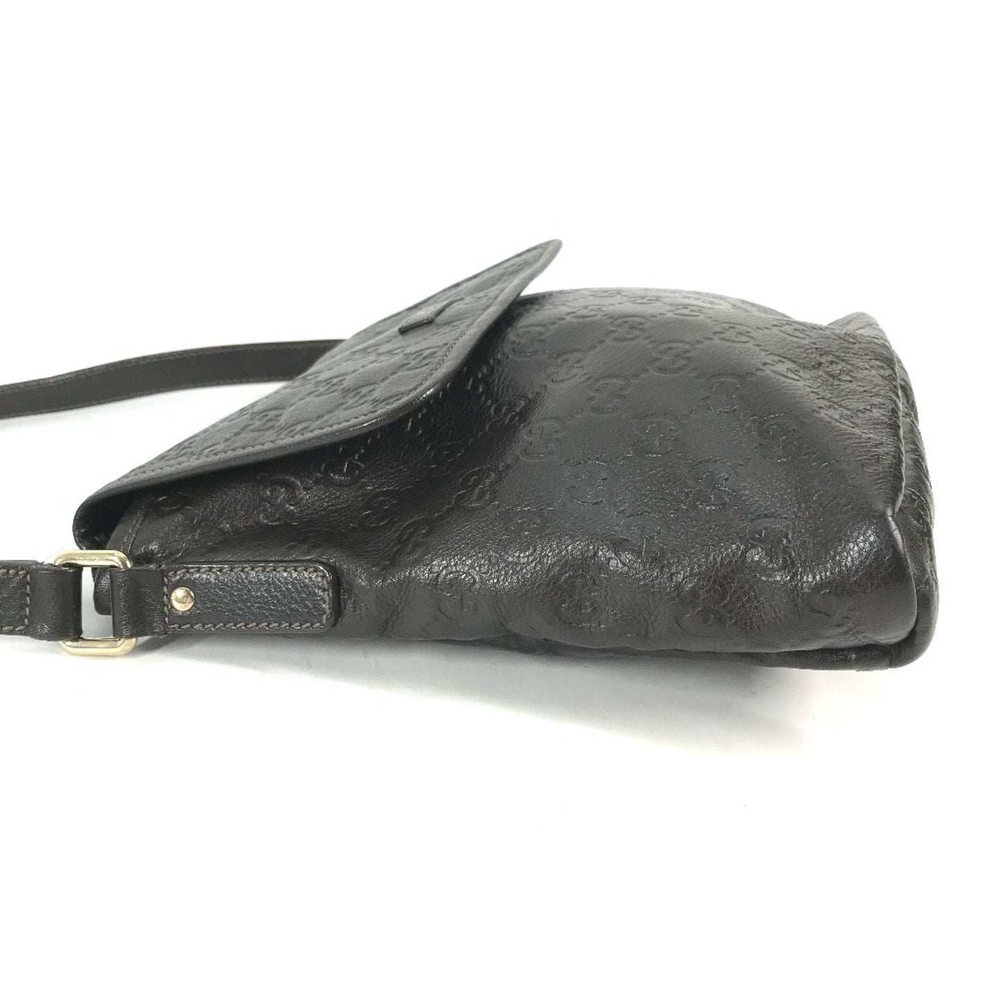 Gucci Dark Brown Leather Pochette Shoulder Bag ( )