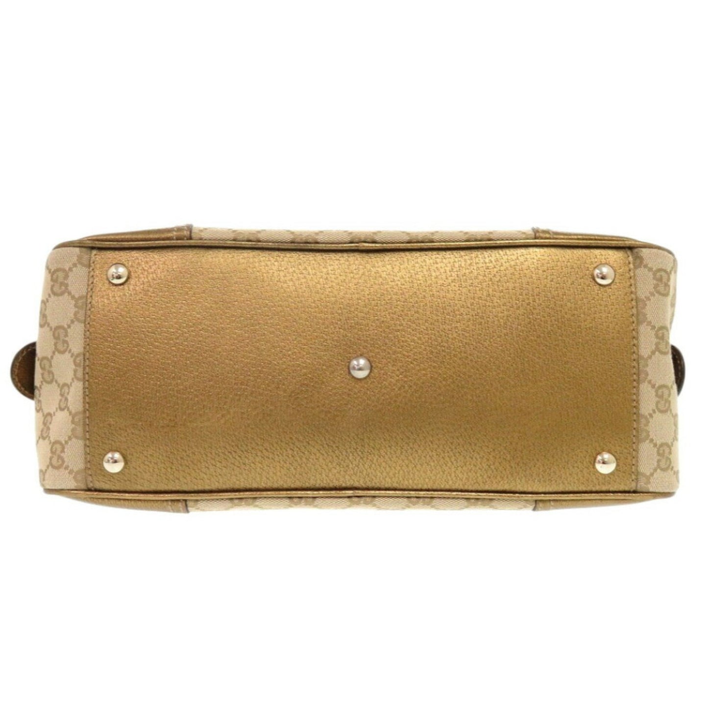 Gucci Beige Gold Gg Canvas Boston Bag Handbag ( )