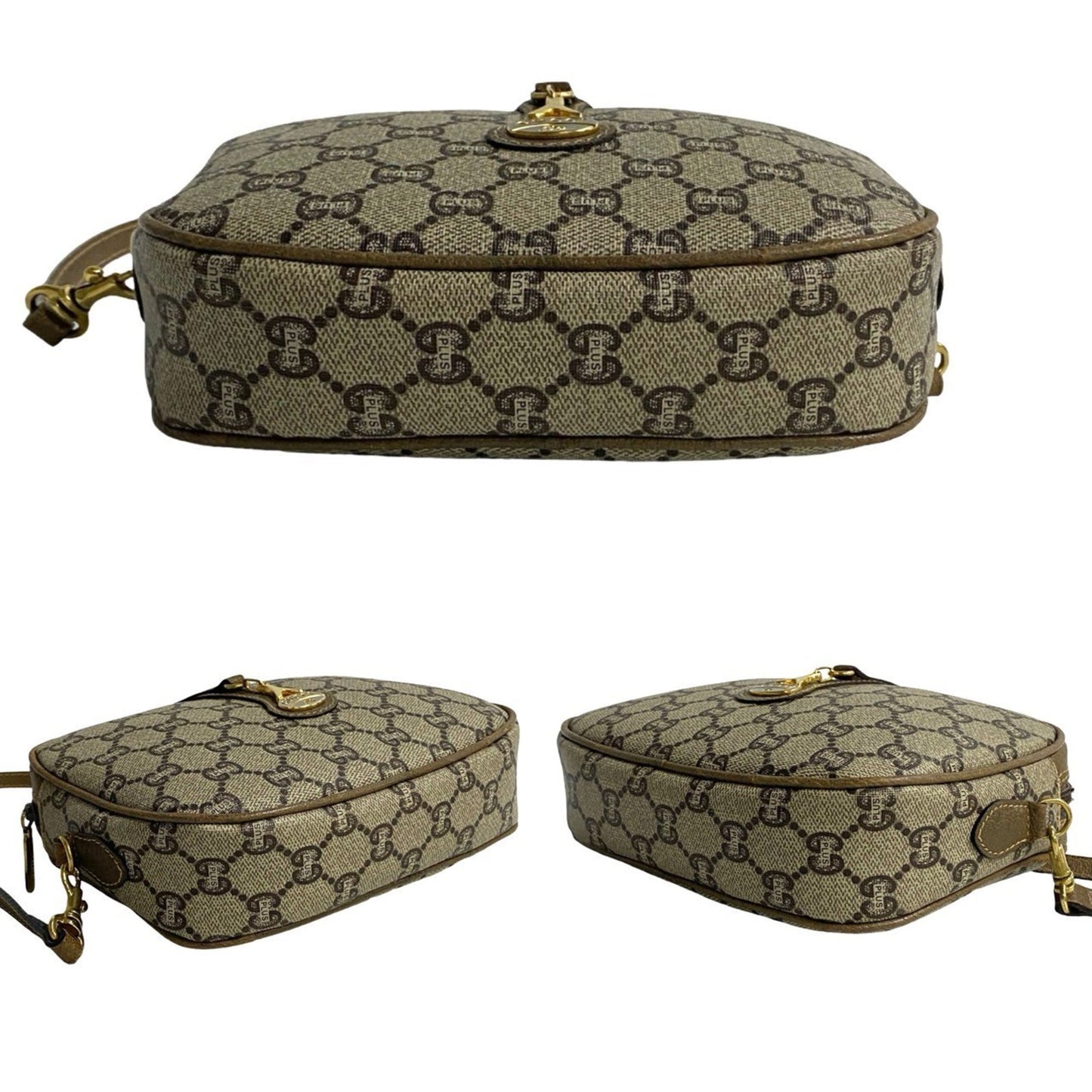 Gucci Brown Leather Pvc Pochette Shoulder Bag ( )
