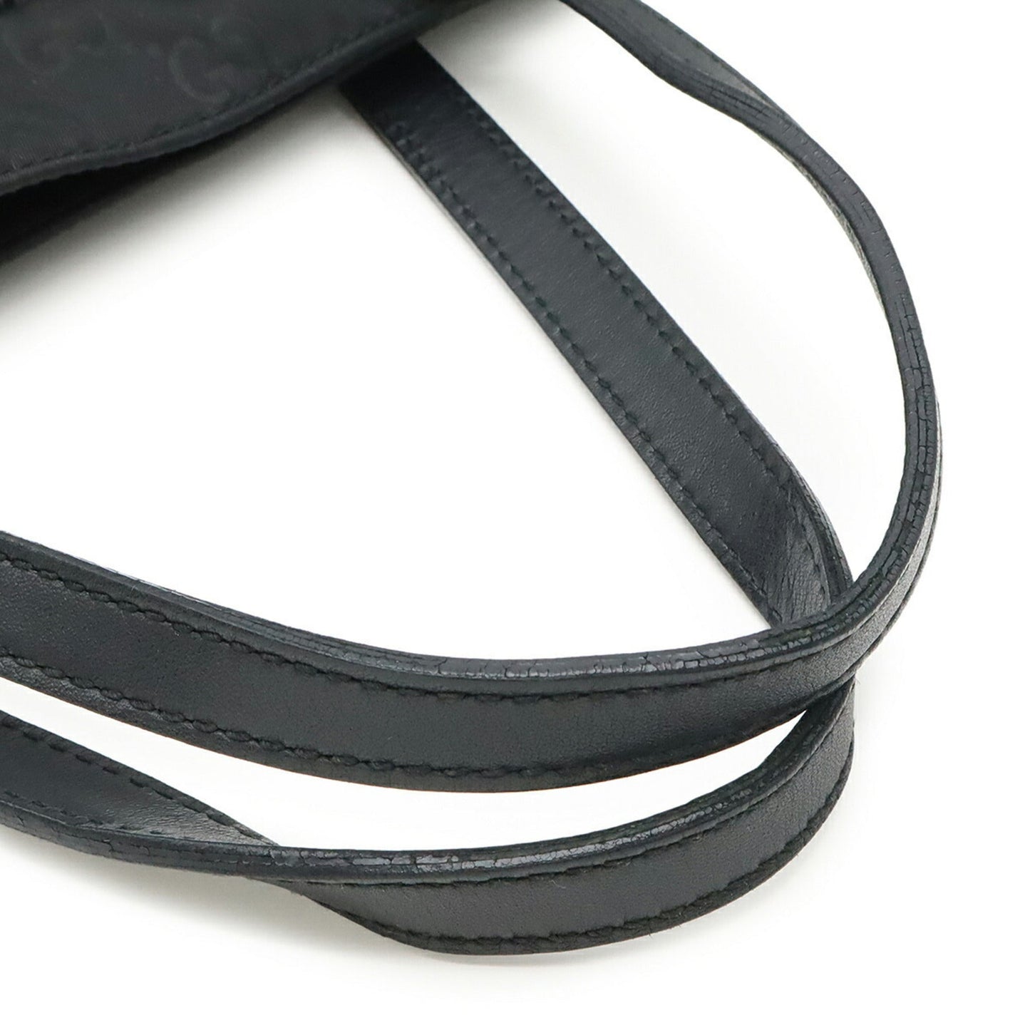 Gucci Black Nylon Leather Handbag Tote Bag ( )
