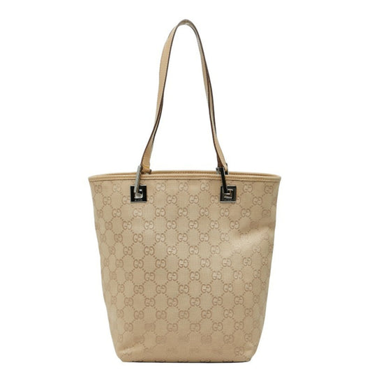 Gucci Beige Canvas Leather Handbag ( )